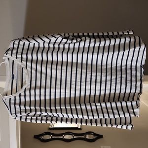 💙🤍 Old Navy Plus Size Long Sleeve Cotton Tee White & Blue Stripes 4X 🤍💙